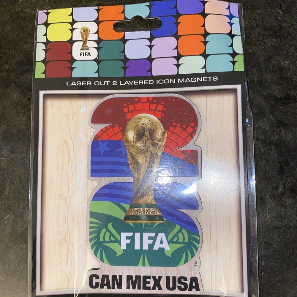 Official FIFA World Cup 2026 Laser Cut 2-Layered Icon Magnet CAN MEX USA Multi